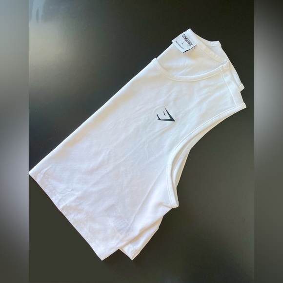 White Gymshark Cropped Tank Mesh - Picture 3 of 4
